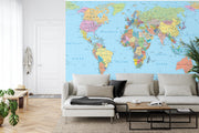 Colourful world map wall mural image 0