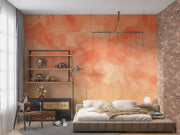 Washed Orange Wallpaper Mural decorating a bedroom.