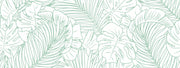 Green Leaves Line Art Wall Mural image 1