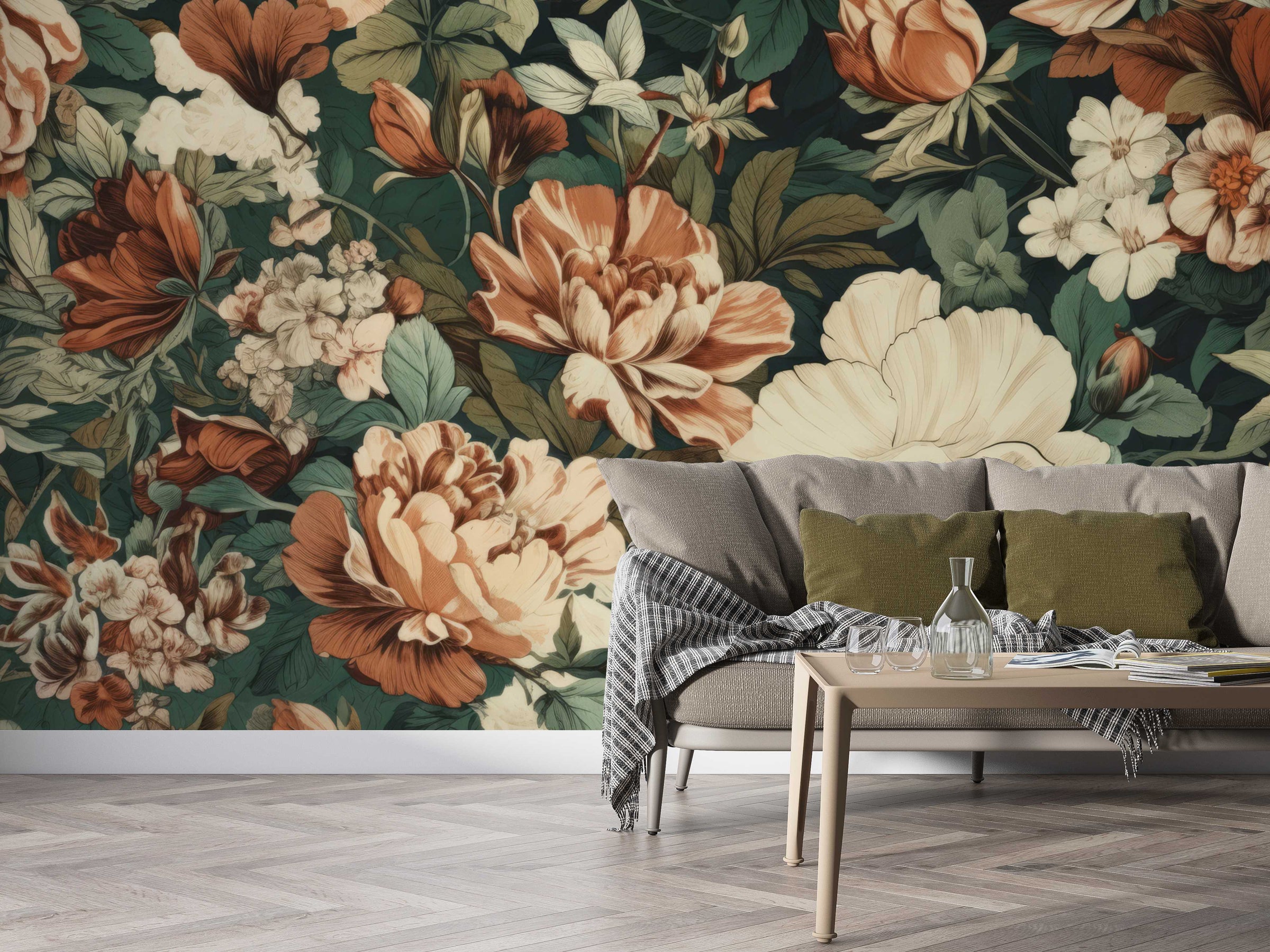 Vintage Flowers Wall Mural image 0