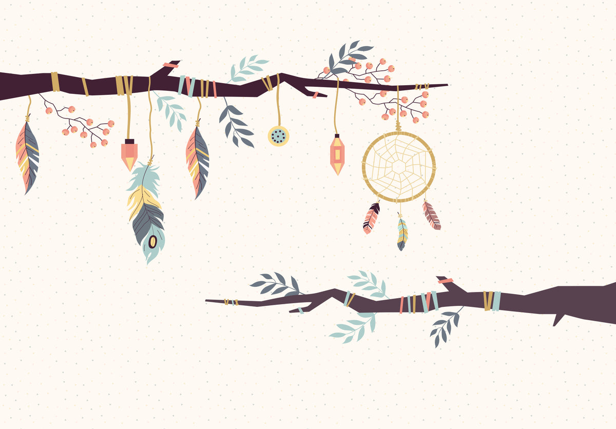 Boho branches wall mural image 1
