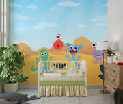 Cartoon monsters wall mural