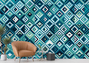 Blue Geometric Wallpaper Mural image 2