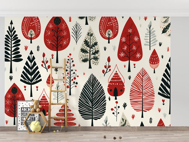 Red Forest Wallpaper Mural image 2