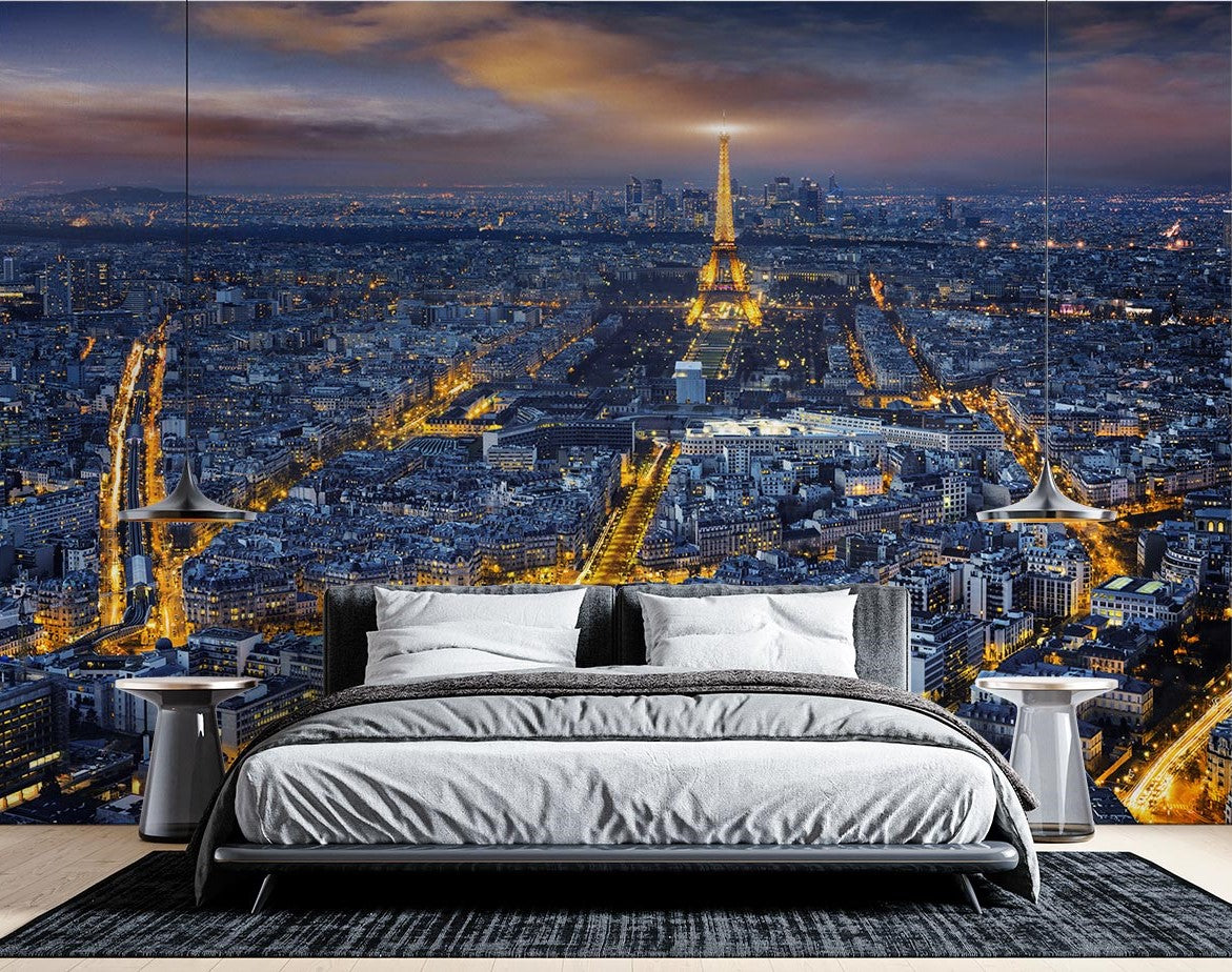Paris At Night Mural Wallpaper image 0