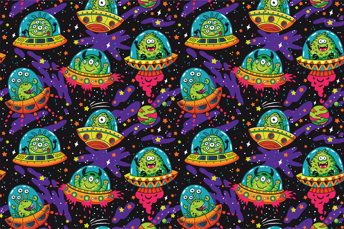 Colourful aliens wall mural image 1