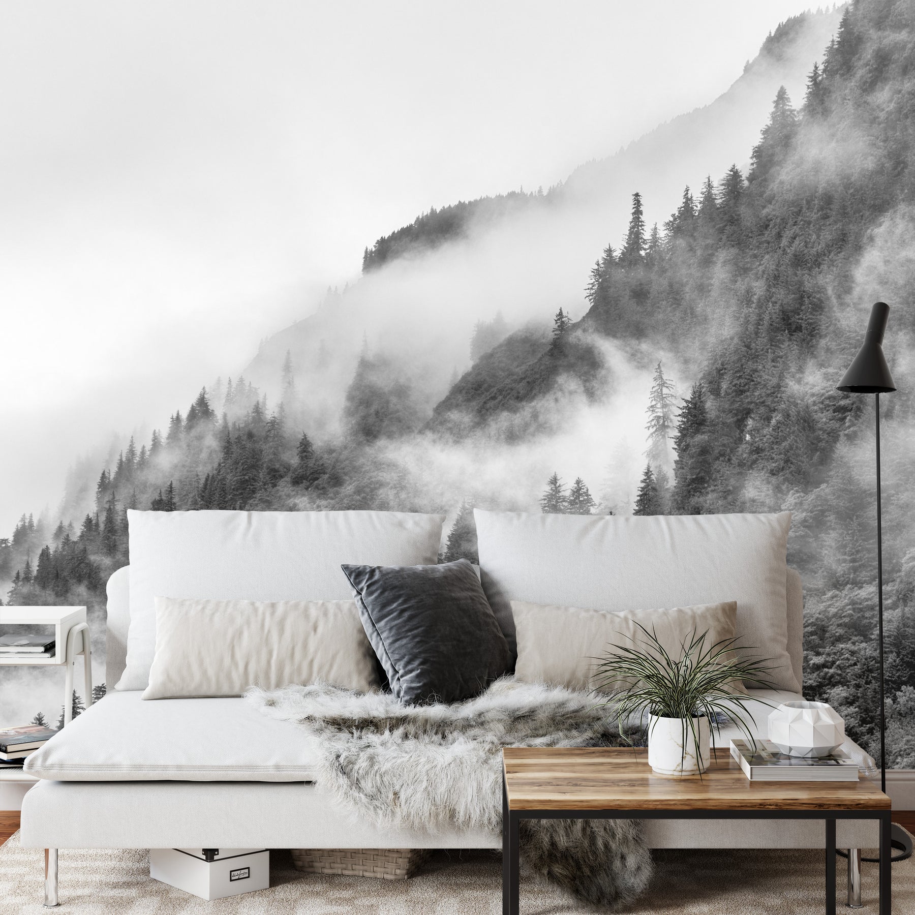 Misty Hillside Wall Mural image 0