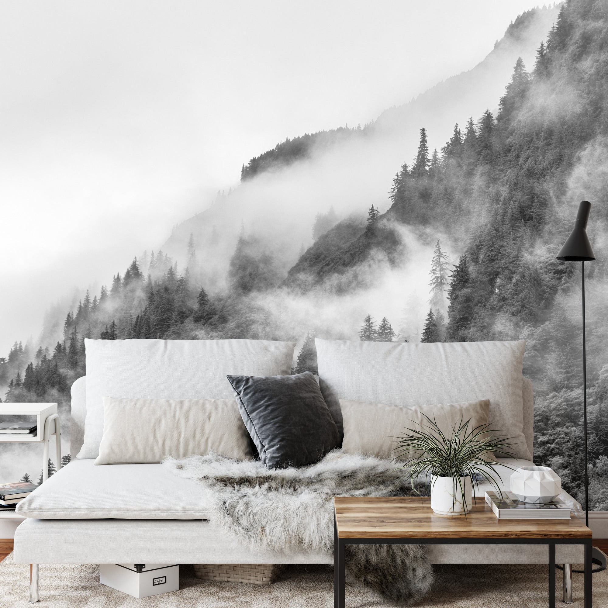 Misty Hillside Wall Mural image 0