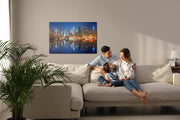 Manhattan By Night Natural Canvas image 0