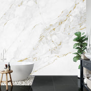 White and gold marble wall mural image 3