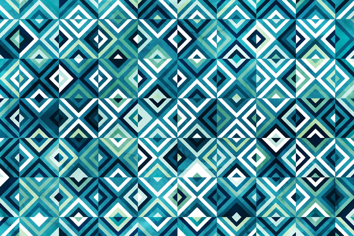 Blue Geometric Wallpaper Mural image 1