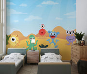 Cartoon monsters wall mural