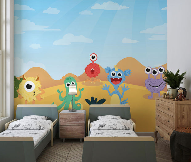 Cartoon monsters wall mural