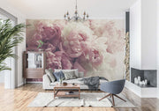 Blush Peony Wall Mural – Soft Pink and Ivory Floral Wallpaper for Romantic and Elegant Interiors.