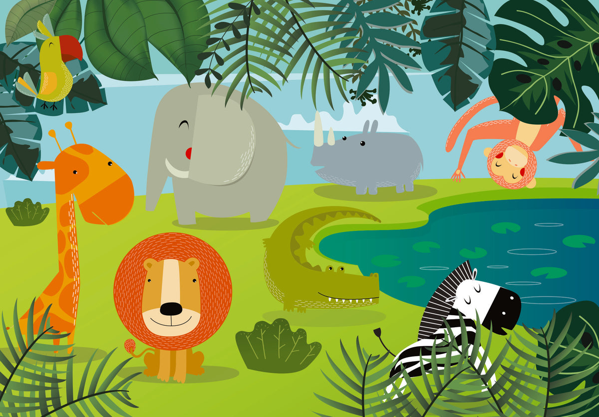Jungle Animals Wallpaper Mural image 1
