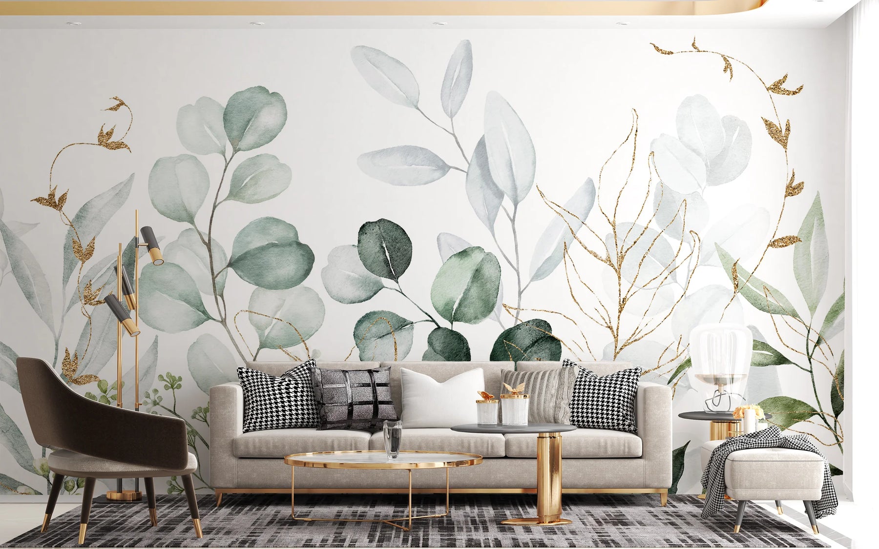 Watercolour Leaves Wall Mural image 0