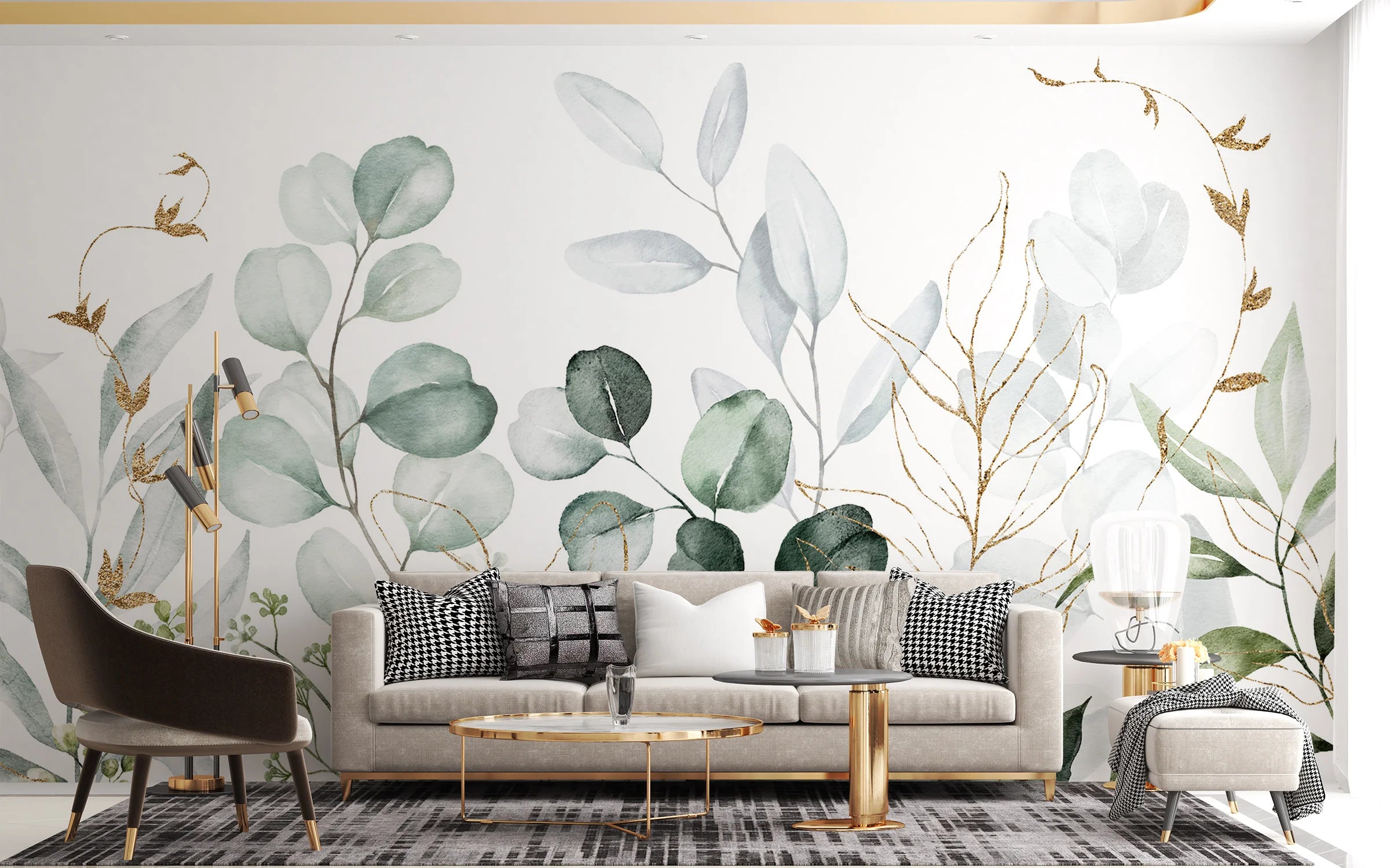 Watercolour Leaves Wall Mural image 0