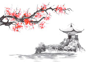 Sakura Ink Painting Wallpaper Mural image 1