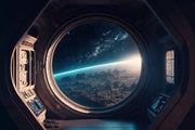 Spaceship Window Wallpaper Mural .