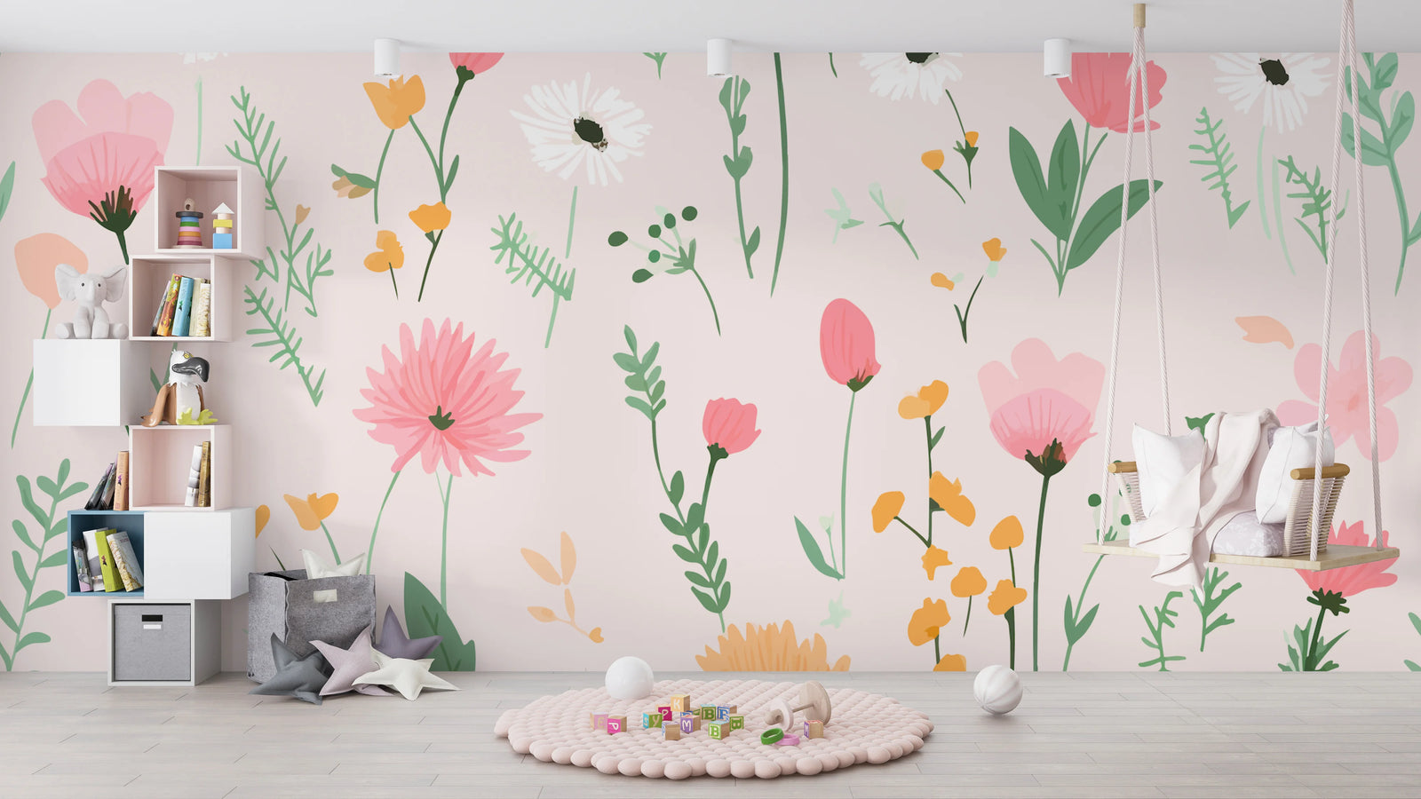 Colourful Flowers Wall Mural image 0