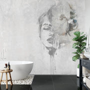 Watercolour face wall mural image 3