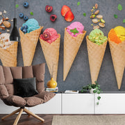 Ice cream in waffle cone wall mural image 2