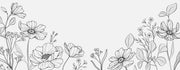 Wildflowers Line Art  Wall Mural image 1