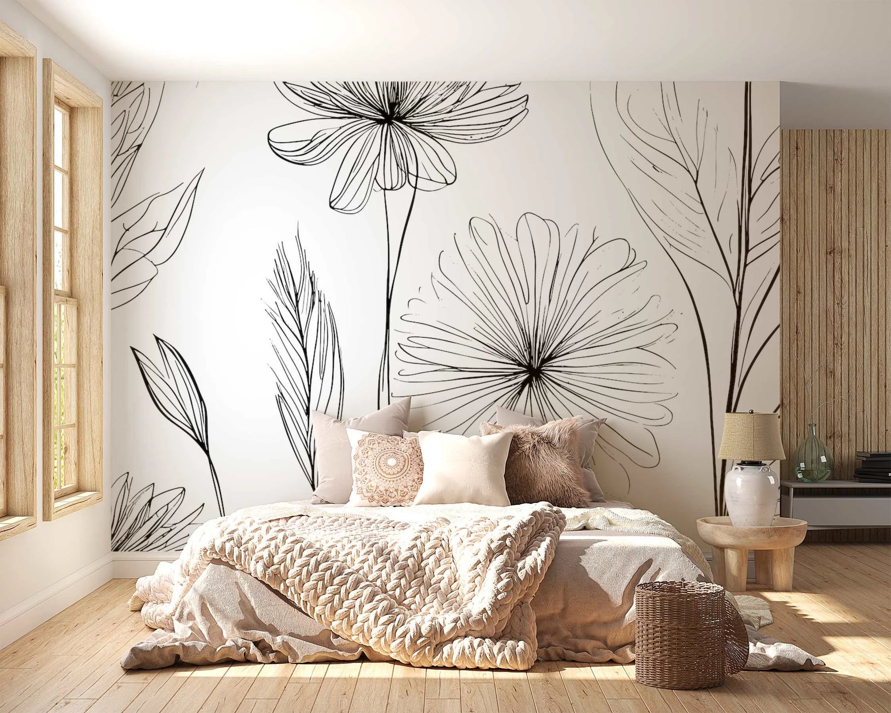 Botanical Line Art Wall Mural image 0