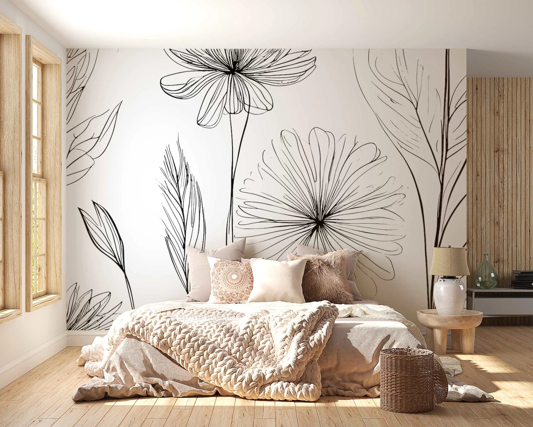 Botanical Line Art Wall Mural image 0