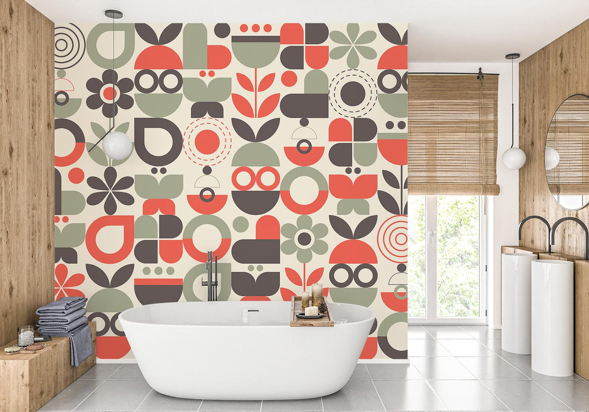 Geometric Flower Wallpaper Mural image 0