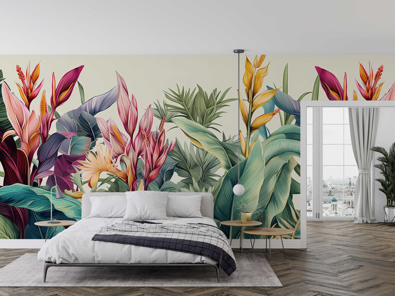 Colourful Tropical Leaves Wall Mural image 0