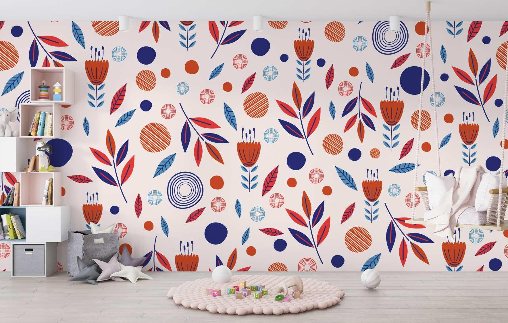 Scandinavian Flower Pattern Wallpaper Mural image 0