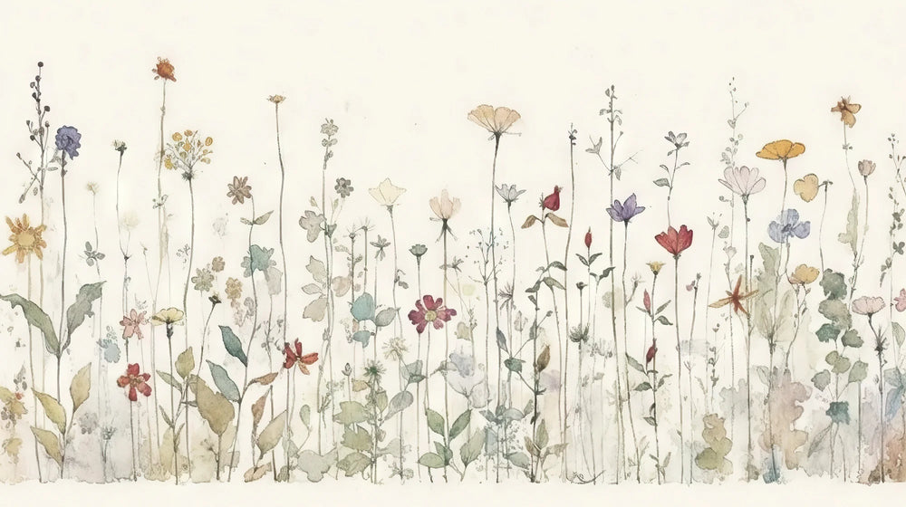 Watercolour Wildflowers Wall Mural image 1