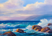Waves And Rocks Natural Canvas image 1
