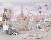Elephant And Rabbits Mural Wallpaper image 2
