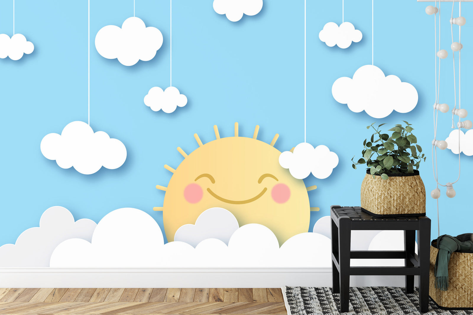 Happy Sun Papercut wall mural image 0