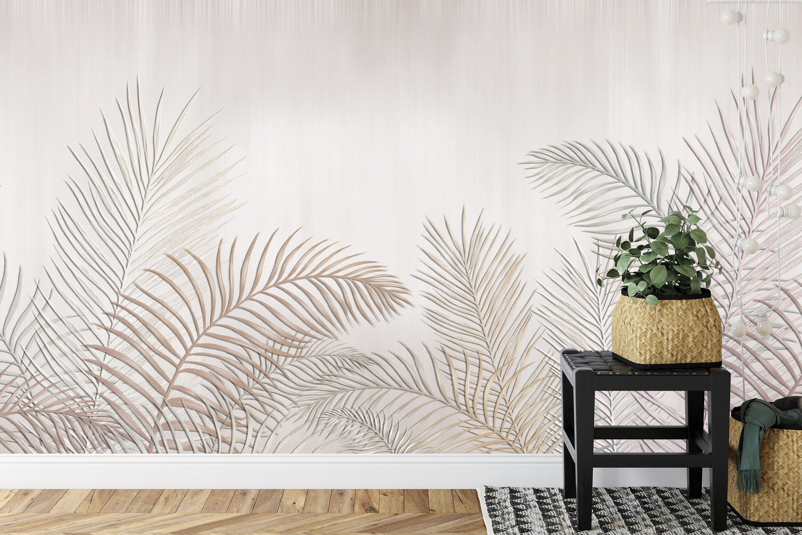 Vintage palm leaves wall mural image 0