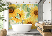 Watercolour Sunflowers Wallpaper Mural image 0