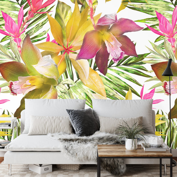 Tropical flowers wall mural image 2