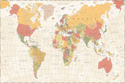 Light yellow and orange world map wall mural image 1