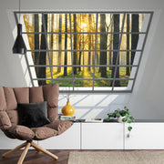 Window overlooking forest wall mural image 3
