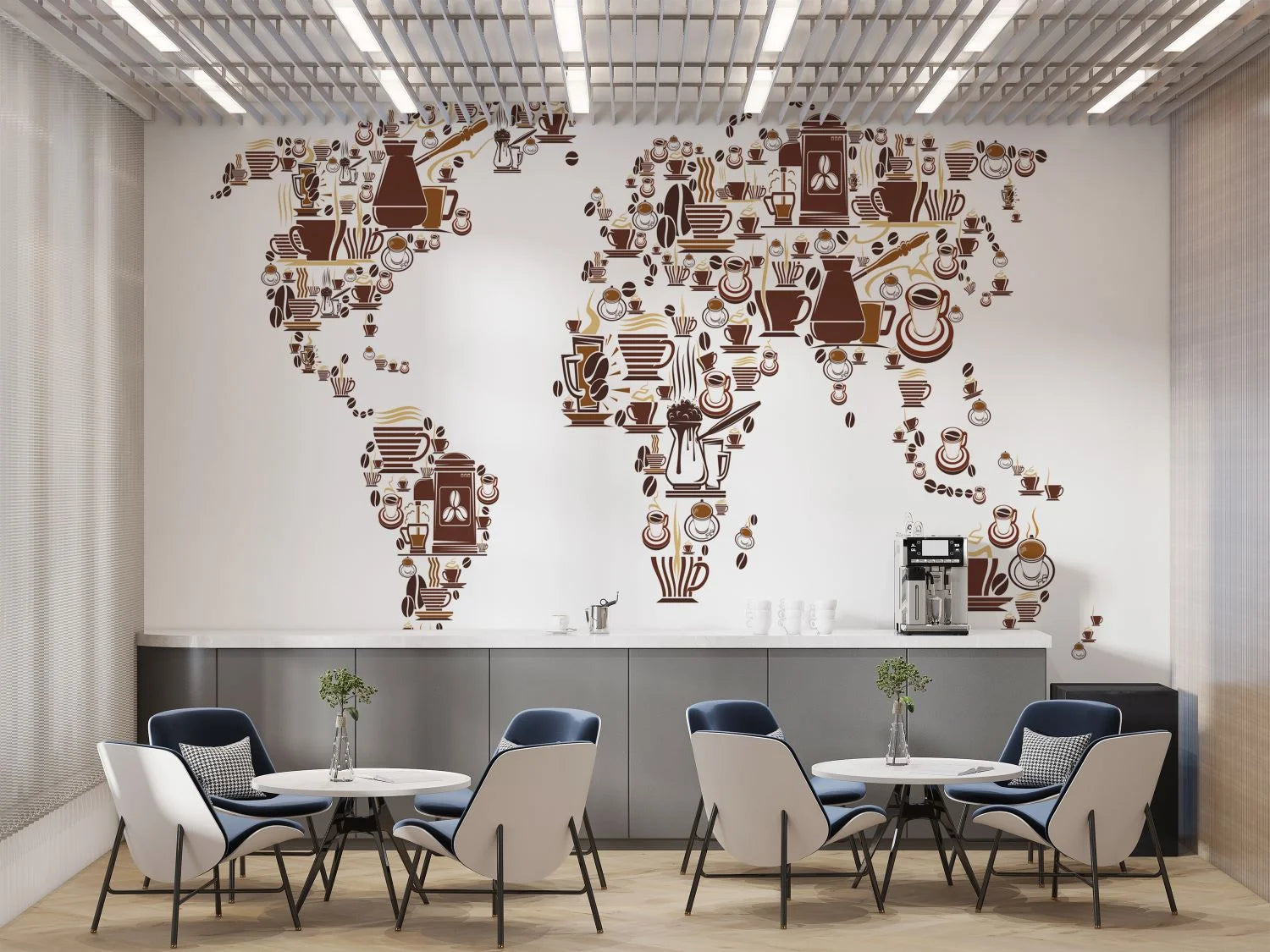 Coffee World Map Wall Mural image 0