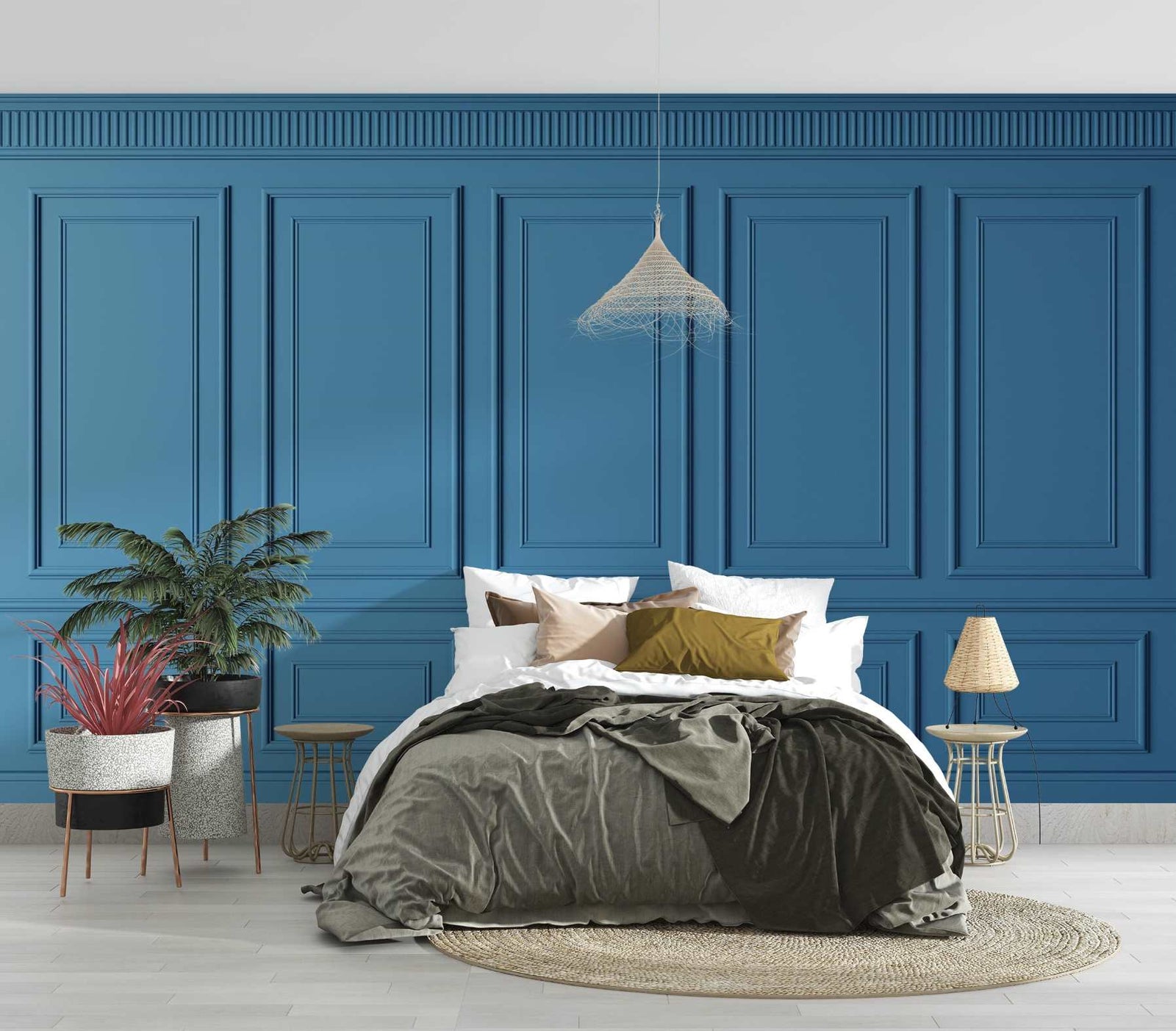 Dark Blue Wood Panel Wallpaper Mural image 0