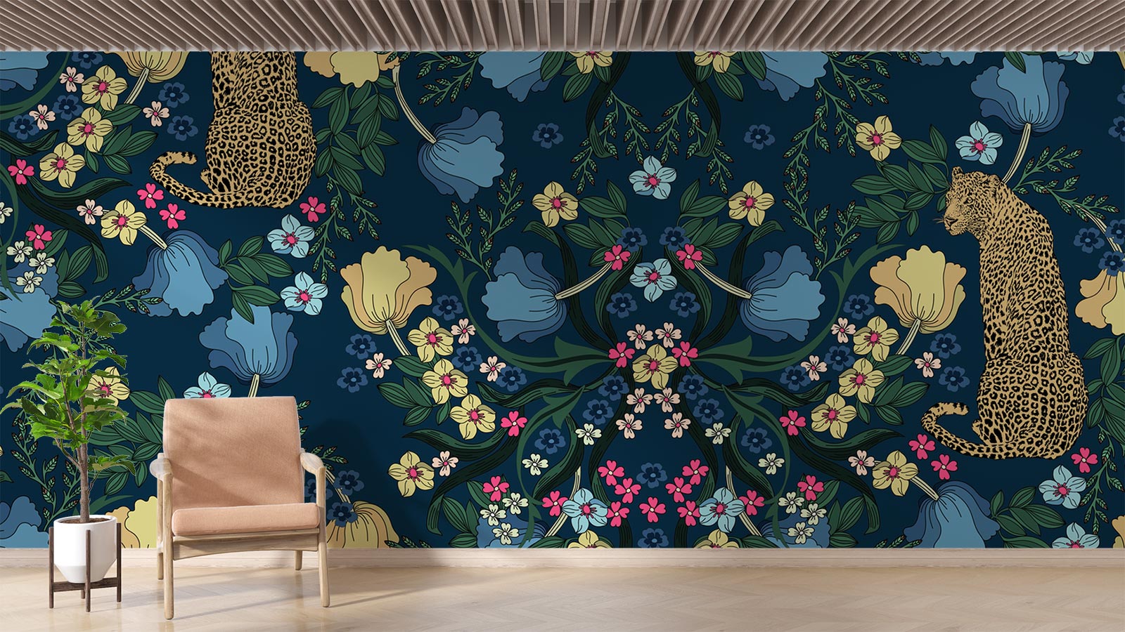 Vintage Leopard Wallpaper Mural image 0