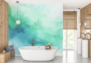 Washed Green And Blue Wallpaper Mural image 0