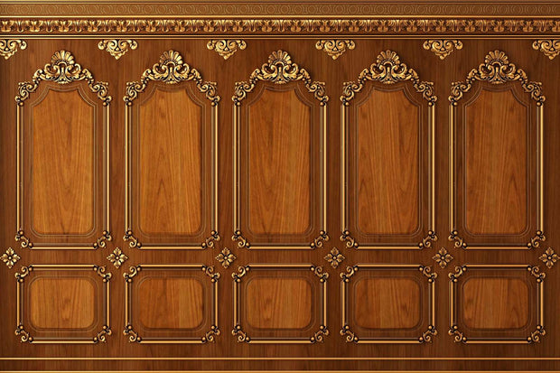 Gold Wood Panel Wallpaper Mural image 1