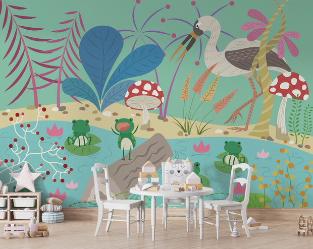 Fairy tale pond wall mural