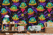 Colourful aliens wall mural image 3