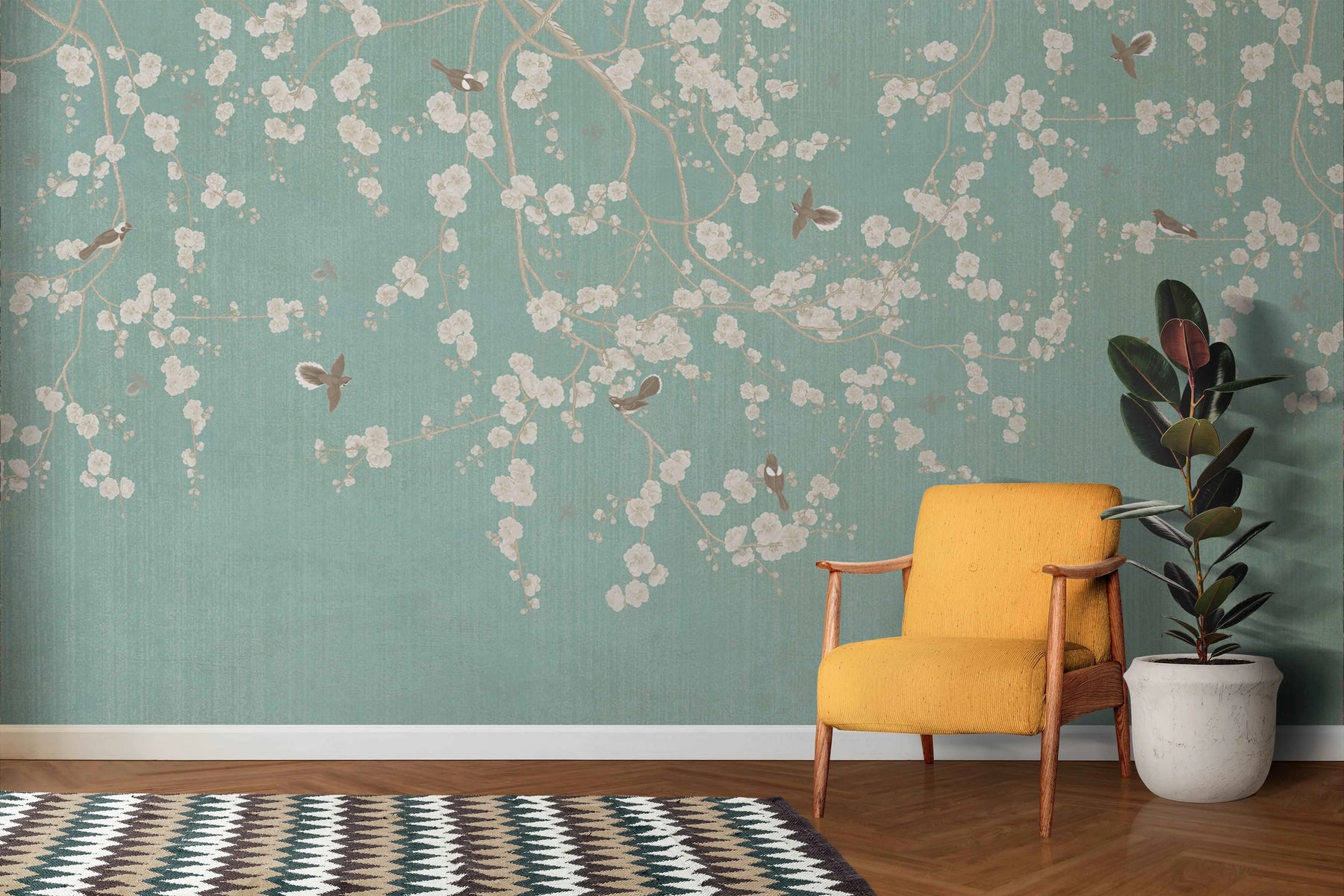 Retro Blossom Wall Mural image 0