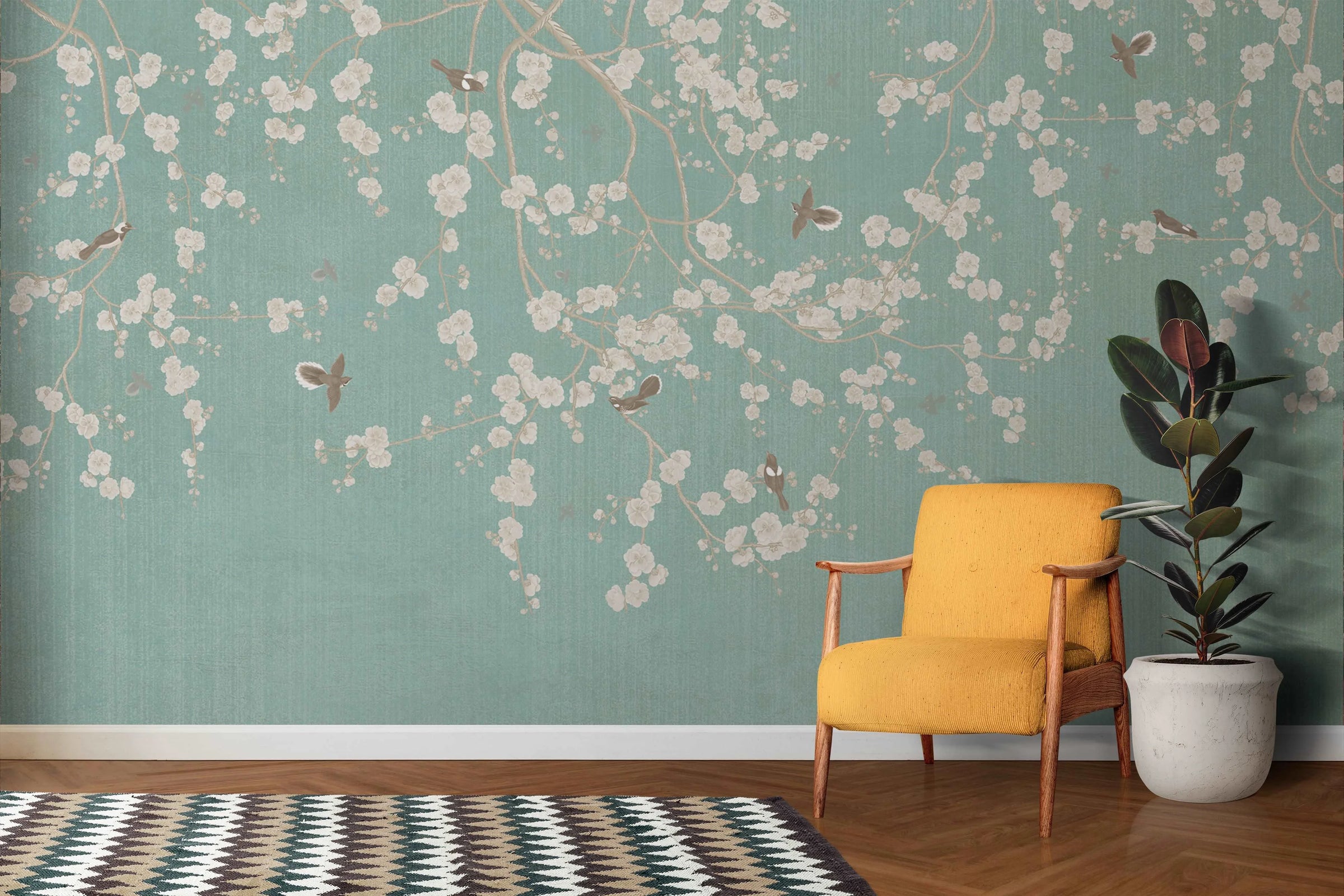 Retro Blossom Wall Mural image 0